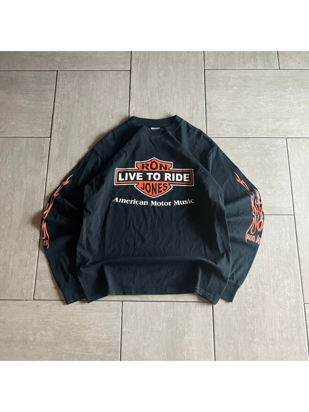 Vintage Gildan Ron Jones Live to Ride Graphic Long Sleeve T-Shirt Large